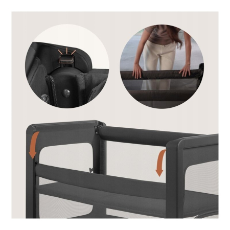 Patut multifunctional, Lionelo, Patty, 5 in 1, 0- 36 luni, Co-sleeper, Tarc de joaca, Patut de calatorie, Laterala rabatabila, 2 trepte reglare saltea, Roti, Husa transport inclusa, Gri [25]