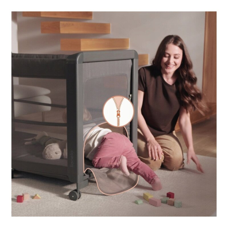 Patut multifunctional, Lionelo, Patty, 5 in 1, 0- 36 luni, Co-sleeper, Tarc de joaca, Patut de calatorie, Laterala rabatabila, 2 trepte reglare saltea, Roti, Husa transport inclusa, Gri [22]