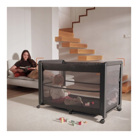 Patut multifunctional, Lionelo, Patty, 5 in 1, 0- 36 luni, Co-sleeper, Tarc de joaca, Patut de calatorie, Laterala rabatabila, 2 trepte reglare saltea, Roti, Husa transport inclusa, Gri [23]