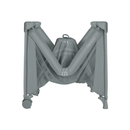 Patut pliant, Lionelo, Amelie, cu intrare laterala, 100.5-70.5 cm, Include salteluta, roti, geanta pentru transport, Constructie usoara- 7 kg, Cadru stabil din otel, Gri [10]