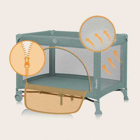 Patut pliant Lionelo Laura 102 x 74 cm cu doua nivele cu functie de tarc cu roti [12]