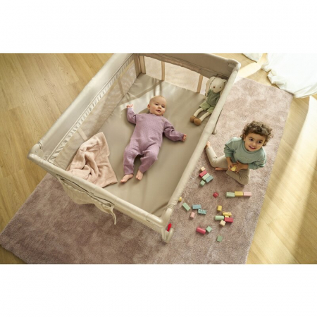 Patut pliant Lionelo Laura 102 x 74 cm cu doua nivele cu functie de tarc cu roti [29]