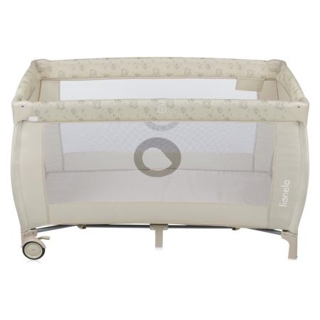 Patut pliant, Lionelo, Sven Plus, 120x60 cm, cu doua nivele, cu arcada jucarii, masuta de infasat, vibratii, melodii, Bej Latte [14]