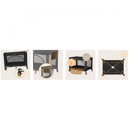 Patut pliant multifunctional Lionelo Ellen cu laterala culisanta pana la 15 kg 120x60 cm [17]