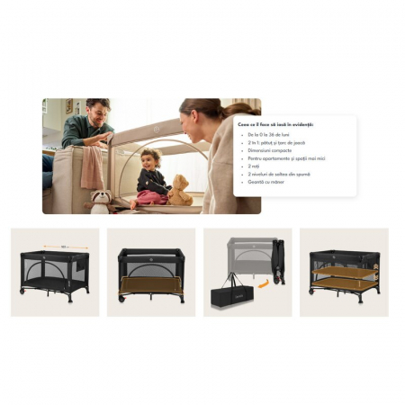 Patut pliant multifunctional Lionelo Ellen cu laterala culisanta pana la 15 kg 120x60 cm [18]