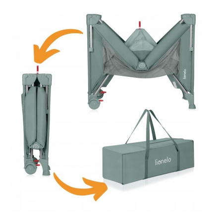 Patut pliant multifunctional Lionelo Ellen cu laterala culisanta pana la 15 kg 120x60 cm [9]