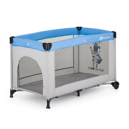 Patut pliant, Petite&Mars, Koot, 120 x 60 cm, Cu roti, Functie de tarc, Pliere compacta, Include geanta de transport, Intrare laterala cu fermoar, Pereti din plasa, Pana la 15 kg, 0-30 luni, Gri [2]