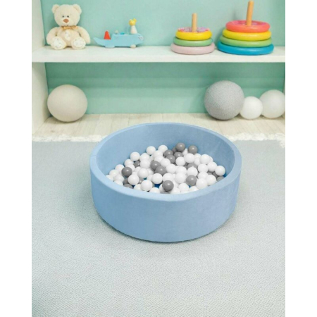 Piscina uscata, New Baby, cu 150 de bile (Alb, gri), din tesatura fina cu certificare Oeko-Tex Standard 100, Dimensiune 83 x 83 x 30 cm, Blue [4]