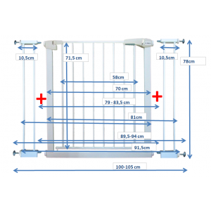 Poarta de siguranta din metal 79-105 cm R-Sport S2 - Alb [2]