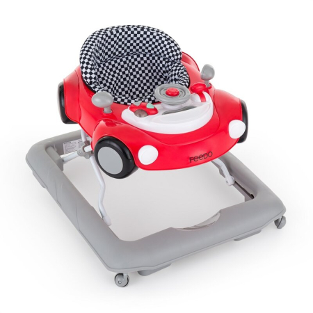 Premergatoare - Premergator Feedo Pliabil cu inaltime reglabila in 3 pozitii, cu sistem de franare, Greutate maxima suportata 12 kg, 6 luni+, Red