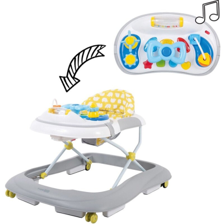 Premergator, FreeON, Little Driver, Pliabil, cu sunete si lumini, Inaltime reglabila in 3 pozitii, 6 luni+, Gri/Galben [1]