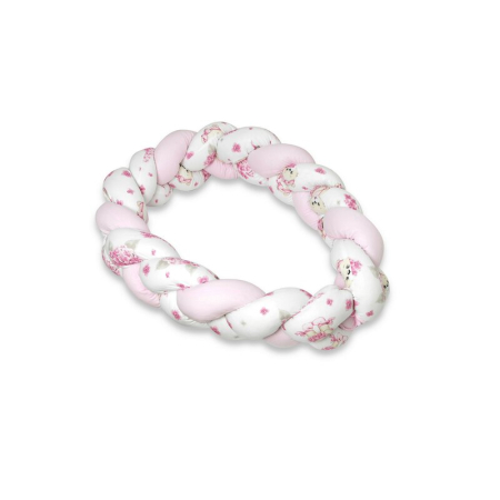 Protectie laterala, MimiNu, pentru patut bebe, Tip Bumper impletit, din bumbac, din Lungime 220 cm, Pink Ballerina [2]