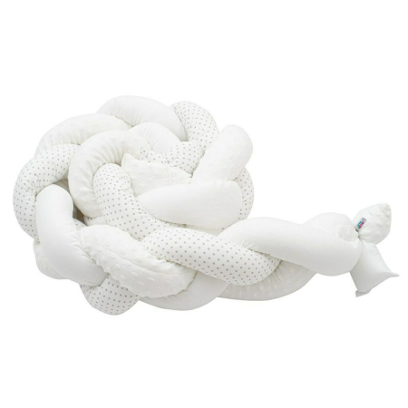 Protectie laterala, New Baby, pentru patut, Tip Bumper impletit, din bumbac, din Lungime 225 cm, Minky/Dot grey [3]