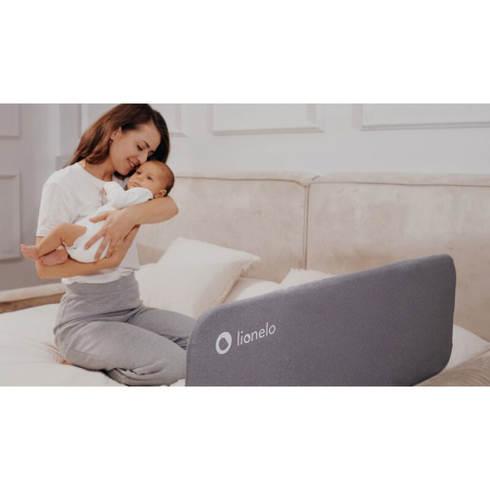 Protectie laterala pat, Lionelo, Lora, Pliabila, Sistem de blocare StandSafe, Geanta de transport inclusa, 105 x 45 cm, Bej [18]