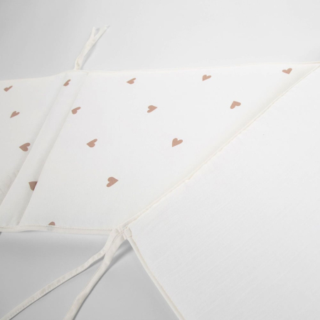 Protectie patut Childhome Jerse Muselina 35x170 cm, Inimioare [2]