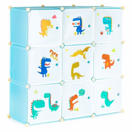 Dulap si cutii jucarii - Raft modular cu 9 compartimente pentru camera copilului Ecotoys 09A