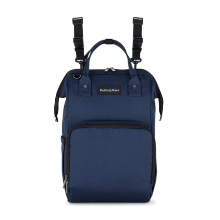 Rucsac pentru mamici, Petite&Mars, Jack, cu 11 compartimente, cu buzunare termice, Saltea de infasat inclusa, 30 x 42 x 15 cm, Albastru [4]
