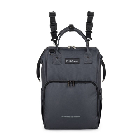 Rucsac pentru mamici, Petite&Mars, Jack, cu 11 compartimente, cu buzunare termice, Saltea de infasat inclusa, 30 x 42 x 15 cm, Ultimate Grey [3]