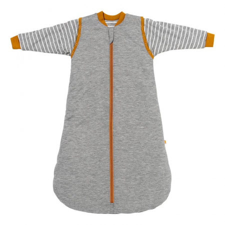 Sac de dormit copii - Sac de dormit cu maneca lunga detasabila Gray Mottled Stripes 90 cm 2.5 Tog - Slumbersac