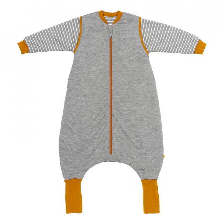 Sac de dormit copii - Sac de dormit cu picioruse si maneca lunga detasabila Gray Mottled Stripes 130 cm + manseta 2.5 Tog - Slumbersac