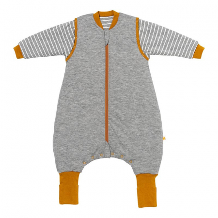 Sac de dormit copii - Sac de dormit cu picioruse si maneca lunga detasabila Gray Mottled Stripes 70 cm + manseta 2.5 Tog - Slumbersac