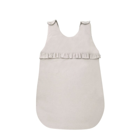 Sac de dormit copii - Sac de dormit, MimiNu, pentru bebelusi, De iarna, cu volanase, din bumbac, cu fermoar lateral, cu capse pe umar, 70 cm, 0 - 6 luni, 2.5 Tog, Colectia Royal, Beige