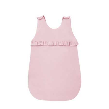 Sac de dormit copii - Sac de dormit, MimiNu, pentru bebelusi, De iarna, cu volanase, din bumbac, cu fermoar lateral, cu capse pe umar, 70 cm, 0 - 6 luni, 2.5 Tog, Colectia Royal, Powder Pink