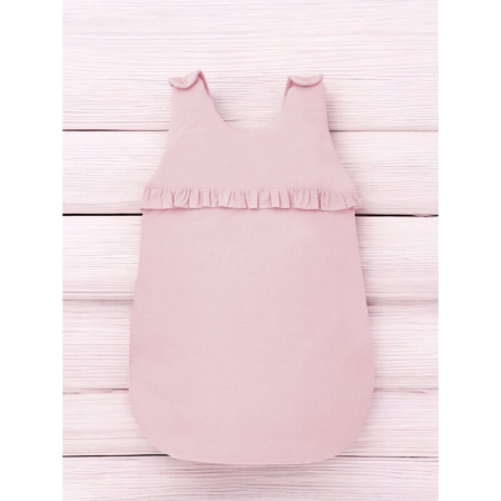 Sac de dormit, MimiNu, pentru bebelusi, De iarna, cu volanase, din bumbac, cu fermoar lateral, cu capse pe umar, 70 cm, 0 - 6 luni, 2.5 Tog, Colectia Royal, Powder Pink [1]