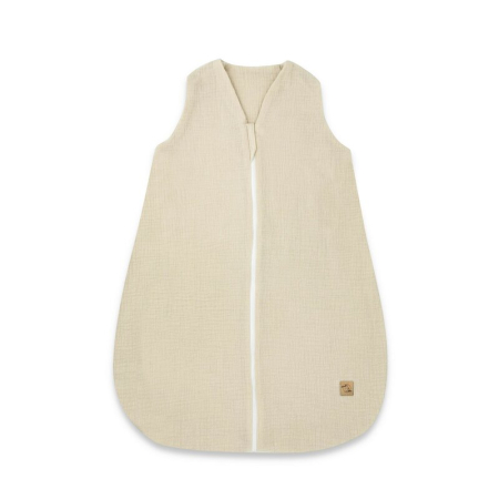 Sac de dormit copii - Sac de dormit, Qmini, cu fermoar, pentru bebelusi, De iarna, din muselina dubla, 70 cm, Material, Warm Beige