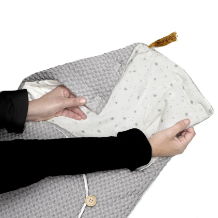 Sac de iarna cu gluga, Jane, Mims Plus, pentru carucior si scoica auto, 88 x 43 cm, Inchidere cu nasturi si fermoar, Dim Grey [3]