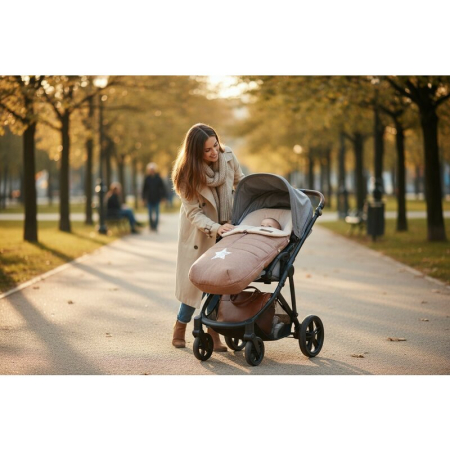 Sac de iarna, Jane, Nest, pentru carucior, Universal, 95 x 46 cm, Material interior din fleece, Pale [1]