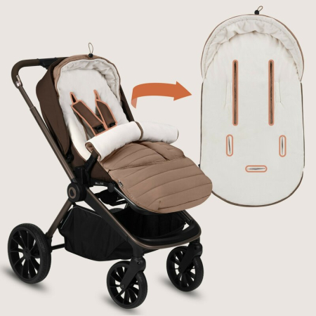 Sac de iarna, Lionelo, Oli, pentru carucior, landou sau scaun auto, 101x45 cm, Impermeabil, Rezistent pana la -20 grade, Extensibil, Maro [17]