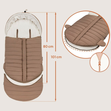 Sac de iarna, Lionelo, Oli, pentru carucior, landou sau scaun auto, 101x45 cm, Impermeabil, Rezistent pana la -20 grade, Extensibil, Maro [13]