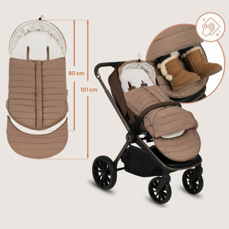 Sac de iarna, Lionelo, Oli, pentru carucior, landou sau scaun auto, 101x45 cm, Impermeabil, Rezistent pana la -20 grade, Extensibil, Maro [15]