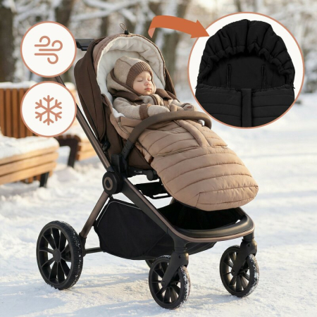 Sac de iarna, Lionelo, Oli, pentru carucior, landou sau scaun auto, 101x45 cm, Impermeabil, Rezistent pana la -20 grade, Extensibil, Negru [16]