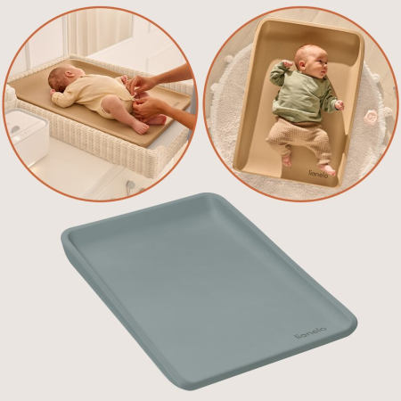 Saltea de infasat, Lionelo, Megs, Moale, Utilizabil si fara husa, Impermeabila, Design ergonomic, 70x49 cm, Fara BPA, 0 luni+, Gri [8]