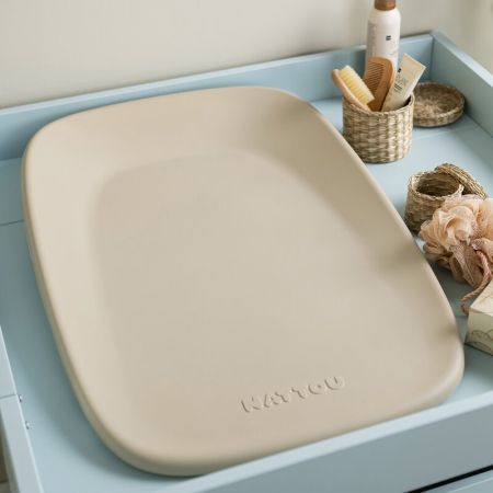 Saltea de infasat, Nattou, Softy, Moale, Utilizabil si fara husa, Design ergonomic, Spuma PU, 70x50x10 cm, Fara BPA, 0 luni+, Beige [6]