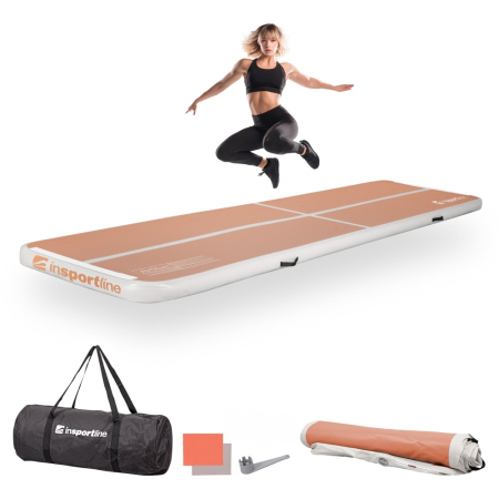 Saltele si Covoare sport Fitness sau Yoga - Saltea gimnastica gonflabila inSPORTline Airstunt 400 x 100 x 10 cm, Mocha Mousse