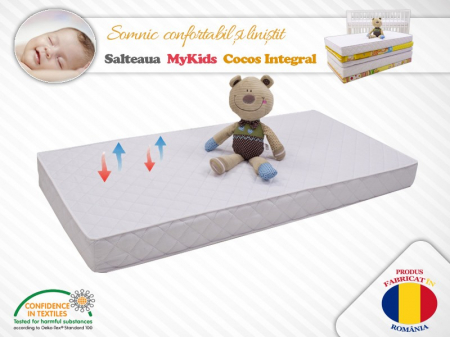 Saltele de la 140 x 70 cm - Saltea MyKids fibra de cocos integral 140x70x8 Husa Microfibra Matlasata