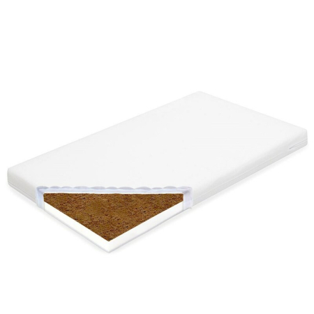 Saltele patut copii - Saltea pentru patut, New Baby, Standard, 120x60x7 cm, cu Aloe Vera, Compozitie Spuma-Cocos, Hipoalergenica si antibacteriana, cu husa detasabila, Alb
