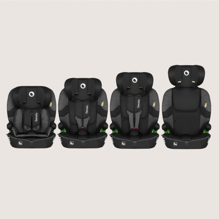 Scaun auto i-Size, Lionelo, Billy , 76 -150 cm, 1/2/3, Isofix + top tether, Tetiera reglabila in 10 pozitii, Insertie ergonomica, Tapiterie lavabila, Testat la impact, Baza lata, Negru/Gri [2]