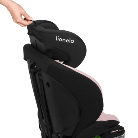 Scaun auto i-Size, Lionelo, Billy , 76 - 150 cm, 1/2/3, Isofix + top tether, Tetiera reglabila in 10 pozitii, Insertie ergonomica, Tapiterie lavabila, Testat la impact, Baza lata, Roz [12]