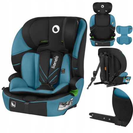 Scaun auto i-Size, Lionelo, Levi Fix, 76 - 150 cm, 1/2/3, ISOFIX + Top Tether, Tetiera reglabila in 10 pozitii, Insertie ergonomica Dri-Seat, Tapiterie lavabila, Negru [4]