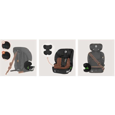 Scaun auto i-Size, Lionelo, Levi Fix, 76 - 150 cm, 1/2/3, ISOFIX + Top Tether, Tetiera reglabila in 10 pozitii, Insertie ergonomica Dri-Seat, Tapiterie lavabila, Negru [23]