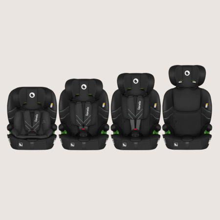Scaun auto i-Size, Lionelo, Levi Fix, 76 - 150 cm, 1/2/3, ISOFIX + Top Tether, Tetiera reglabila in 10 pozitii, Insertie ergonomica Dri-Seat, Tapiterie lavabila, Negru [4]