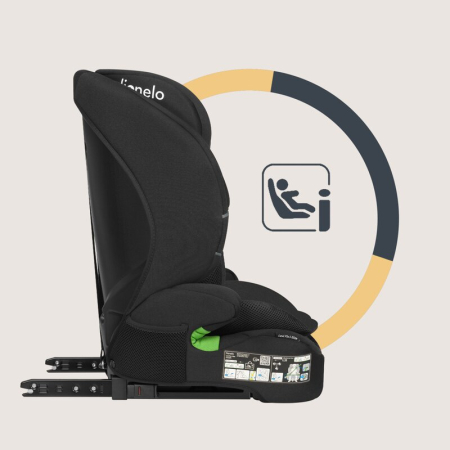 Scaun auto i-Size, Lionelo, Levi Fix, 76 - 150 cm, 1/2/3, ISOFIX + Top Tether, Tetiera reglabila in 10 pozitii, Insertie ergonomica Dri-Seat, Tapiterie lavabila, Negru [12]