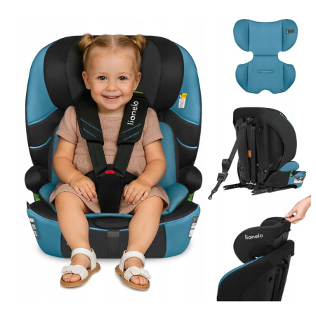Scaun auto i-Size, Lionelo, Levi Fix, 76 - 150 cm, 1/2/3, ISOFIX + Top Tether, Tetiera reglabila in 10 pozitii, Insertie ergonomica Dri-Seat, Tapiterie lavabila, Negru [23]