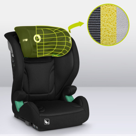 Scaun auto, Lionelo, i-Size Igo, 100- 150 cm, cu isofix, Protectie laterala, Ajustare spatar in 2 pozitii, Tetiera Tri-Guard reglabila in 11 pozitii,  Negru [30]