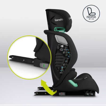 Scaun auto, Lionelo, i-Size Igo, 100- 150 cm, cu isofix, Protectie laterala, Ajustare spatar in 2 pozitii, Tetiera Tri-Guard reglabila in 11 pozitii,  Negru [28]