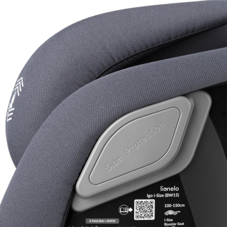 Scaun auto, Lionelo, i-Size Igo, 100- 150 cm, cu isofix, Protectie laterala, Ajustare spatar in 2 pozitii, Tetiera Tri-Guard reglabila in 11 pozitii,  Negru [20]